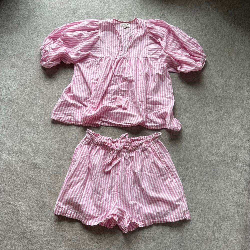 Mille Pink Stripe Cotton Set